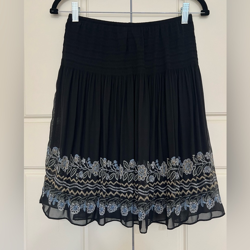 NWT Max Studio Black Floral Pleated Skirt